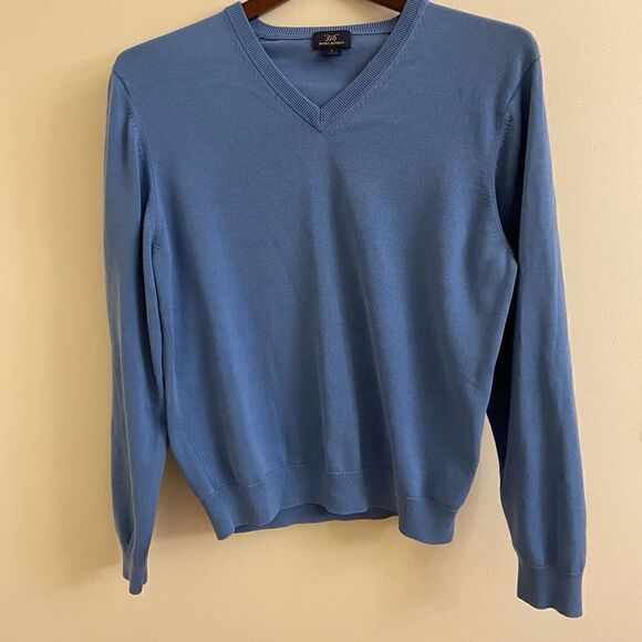 Brooks Brothers Blue Sweater Silk Cotton Blend Large - Picture 1 of 5